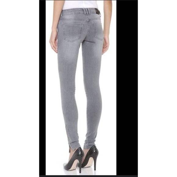 Anine Bing Double Zip Skinny Gray Distressed Jeans Size: 24 - Picture 1 of 7